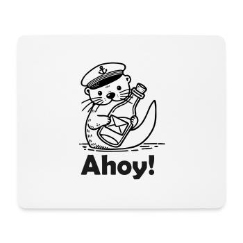 Cute Seaman Otter Holding A Postcard In A Bottle - Mouse Pad (horizontal) - white - Front