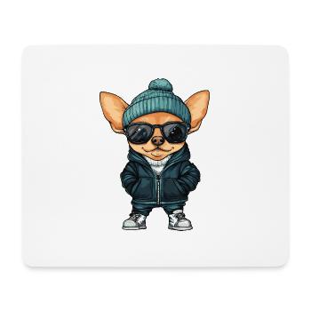 Chihuahua chien bande dessinée cool - Tapis de souris (format paysage) - blanc - Devant