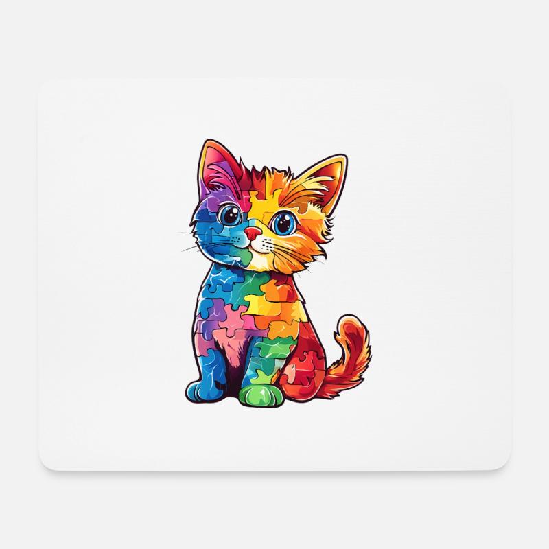 Autism Cat Autistic - Mouse Pad (horizontal) - white