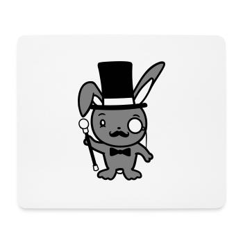 Mr. Bunny Gentleman Chapeau haut de forme Monocle Lunettes - Tapis de souris (format paysage) - blanc - Devant