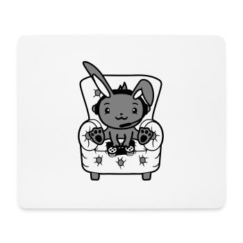 Hase spielt Controller Konsole Headset Gamer Nerd - Mousepad (Querformat) - Weiß - Vorne