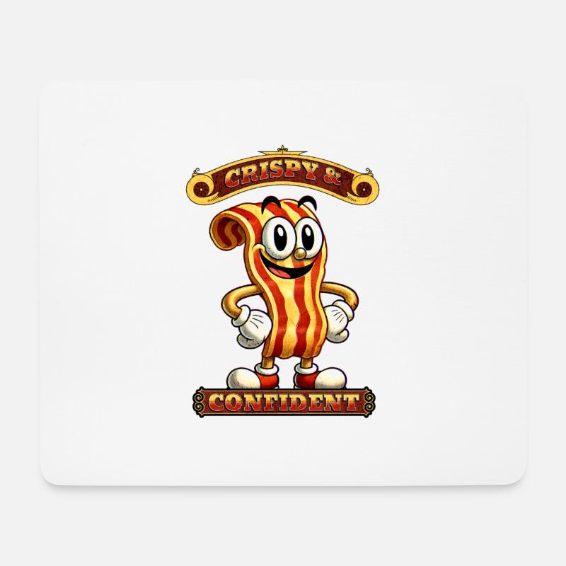 Crispy & Confident Bacon - Mousepad (Querformat) - Weiß