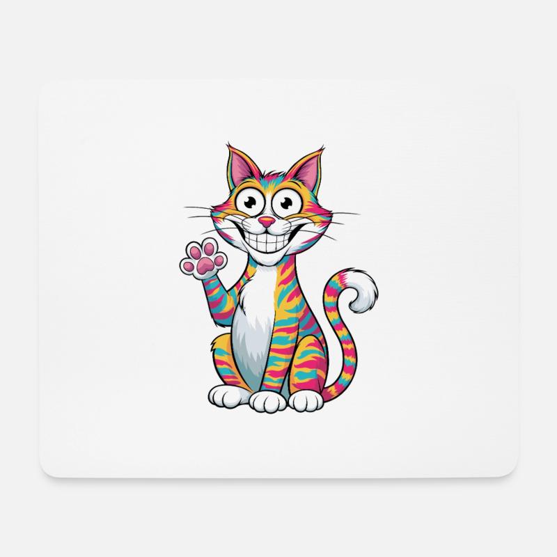 Waving Cat - Mouse Pad (horizontal) - white