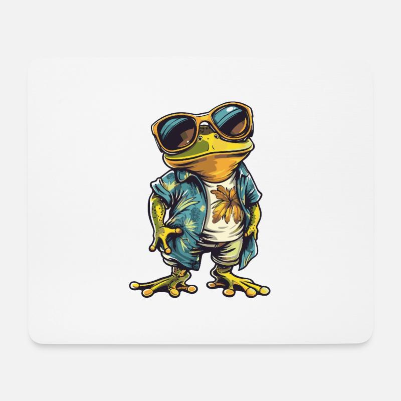 Frosch Lustig Sommer - Mousepad (Querformat) - Weiß