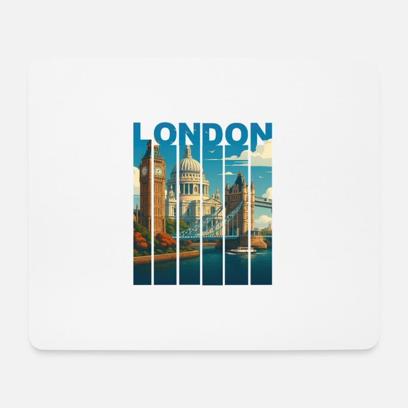 London Skyline Shirt - Mousepad (Querformat) - Weiß