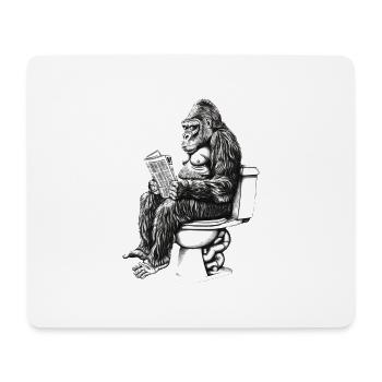 Gorilla genießt die Lektüre auf Toilette - Mousepad (Querformat) - Weiß - Vorne