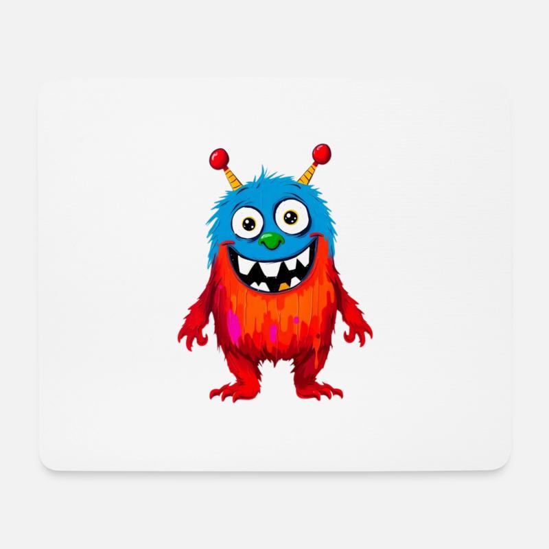 Bunte Monsterkunst - Niedlicher & verspielter Charakter - Mousepad (Querformat) - Weiß