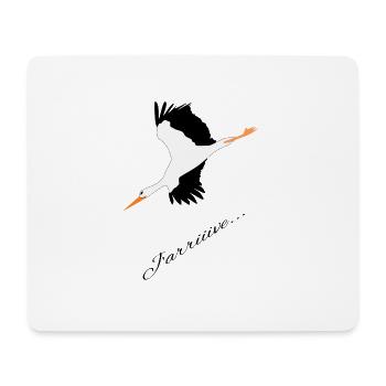 Cigogne, bébé, naissance - j'arrive - Tapis de souris (format paysage) - blanc - Devant