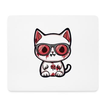 Chat Halloween Cool - Tapis de souris (format paysage) - blanc - Devant