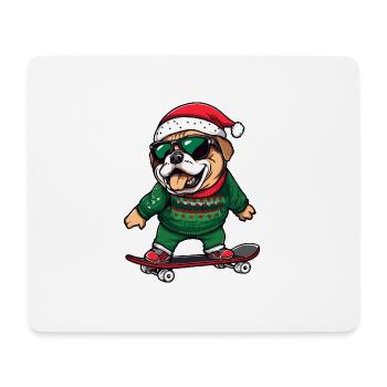 Bulldog Dog Christmas Funny - Mouse Pad (horizontal) - white - Front