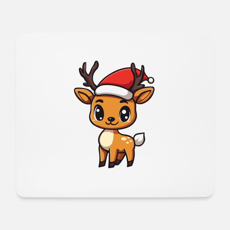 Hirsch Weihnachten Niedlich - Mousepad (Querformat) - Weiß