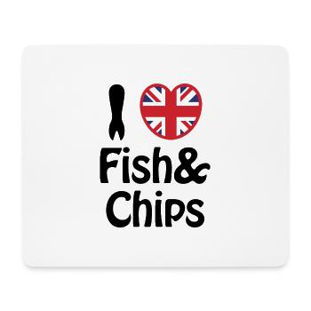 I Heart [Love] Fish & Chips - Mouse Pad (horizontal) - white - Front