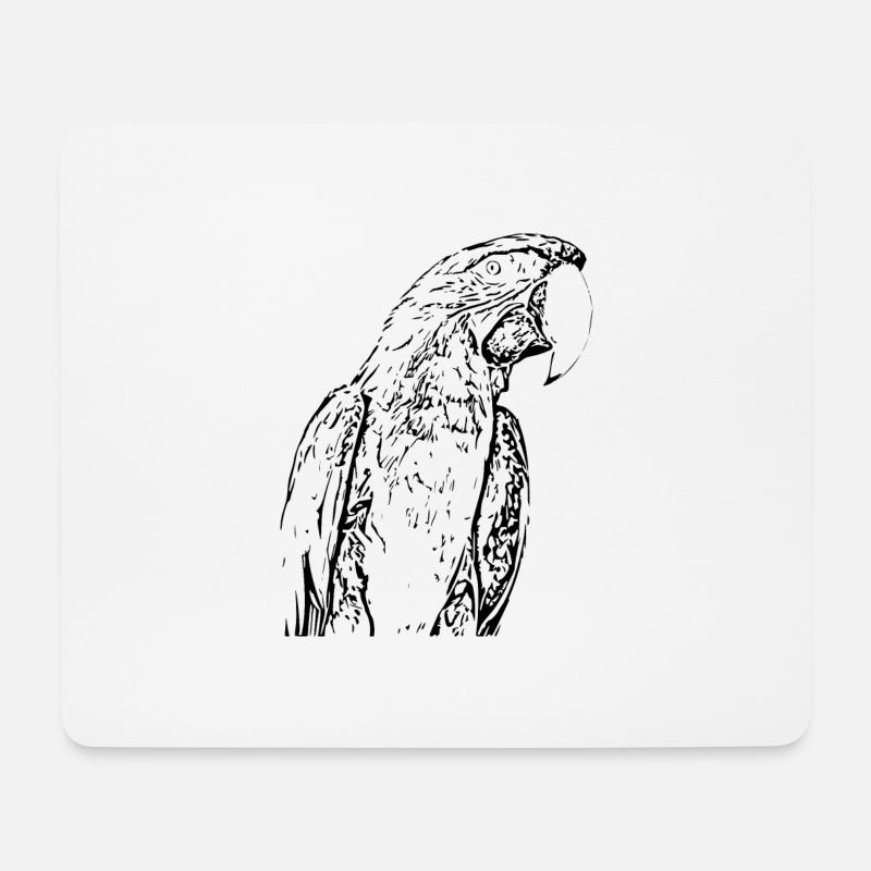 Papageien Vogel schwarz - Mousepad (Querformat) - Weiß