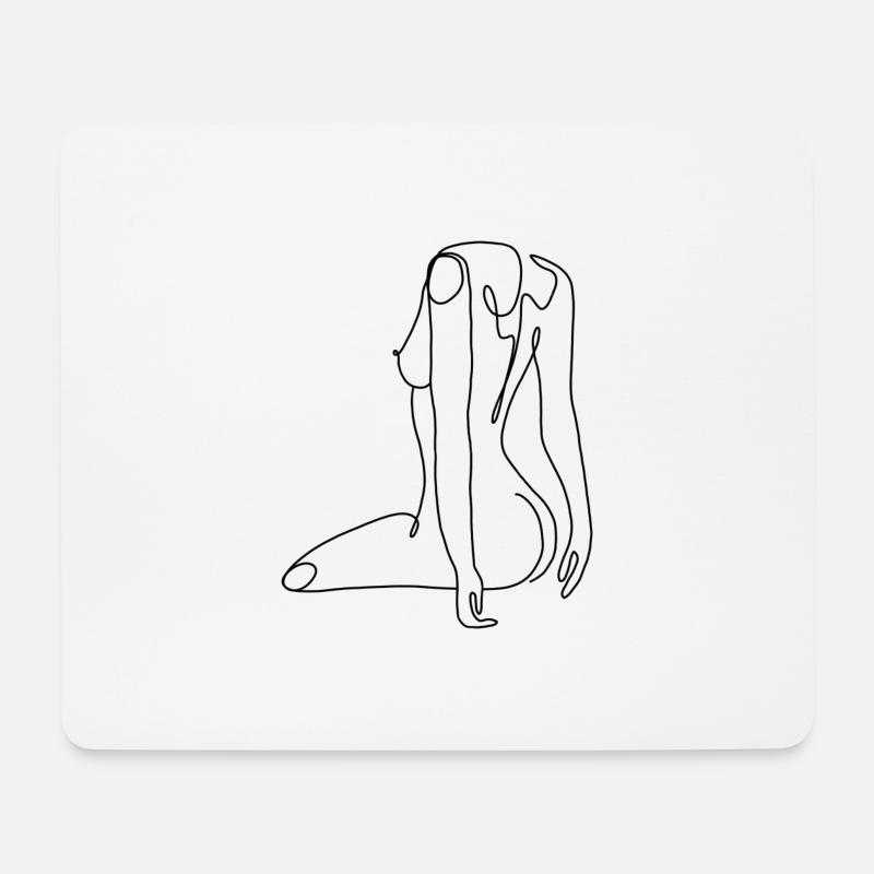 Woman Line Art - Mousepad (Querformat) - Weiß