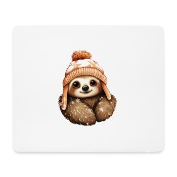 Winter Cute Sloth - Mouse Pad (horizontal) - white - Front