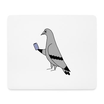 Pigeon Check Phone – Illustration minimale - Tapis de souris (format paysage) - blanc - Devant