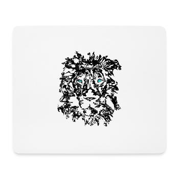 löwe mit blauen augen, löwe mit blauen augen - Mousepad (Querformat) - Weiß - Vorne