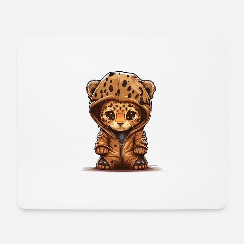 Babyleopard mit Hoodie - Mousepad (Querformat) - Weiß