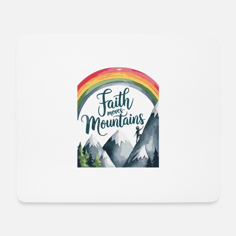 Faith moves mountains - Glaube versetzt Berge - Mousepad (Querformat) - Weiß