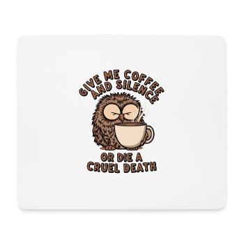 Coffee Owl - donne-moi du café et silence ou meurs - Tapis de souris (format paysage) - blanc - Devant