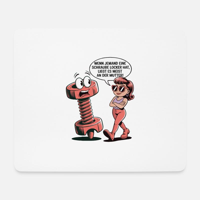 Wenn jemand eine Schraube locker hat Mutter Spruch - Mousepad (Querformat) - Weiß