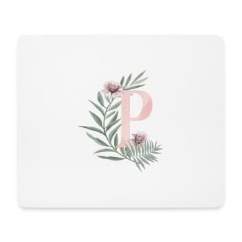Letter P with flowers - Mouse Pad (horizontal) - white - Front