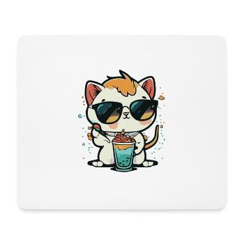 Katzenliebe: Strand und Cocktail - Mousepad (Querformat) - Weiß - Vorne
