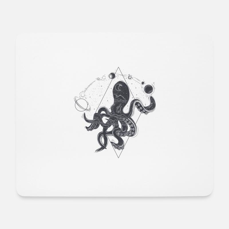 geometrischer Tintenfisch - Mousepad (Querformat) - Weiß