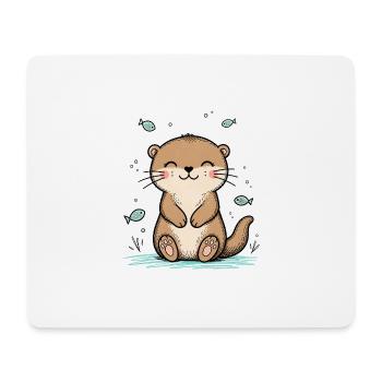 Happy Doodle Otter - Mouse Pad (horizontal) - white - Front