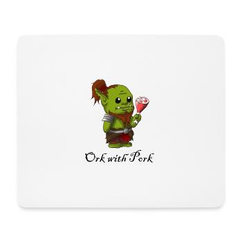 Orc with pork - Mouse Pad (horizontal) - white - Front