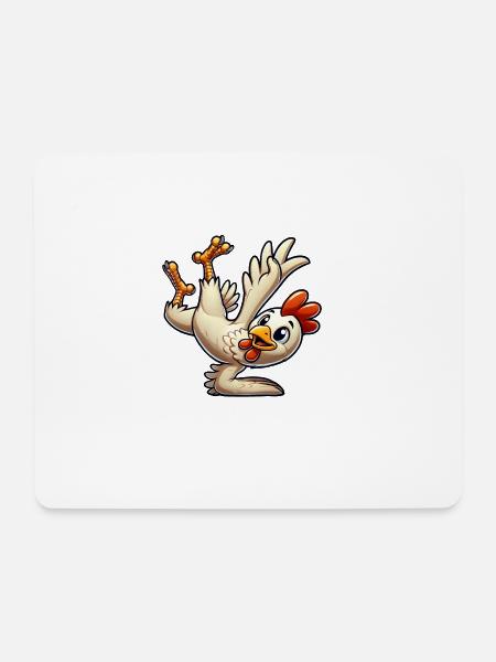 Breakdance Huhn im Handstand und Salto - Mousepad (Querformat) - Weiß