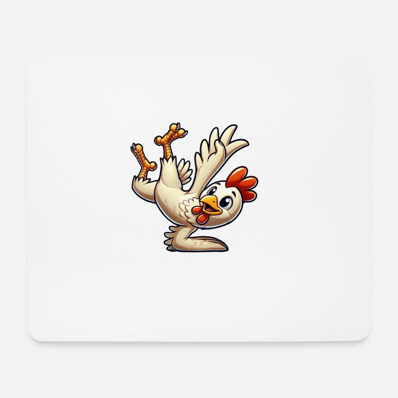 Breakdance Huhn im Handstand und Salto - Mousepad (Querformat) - Weiß