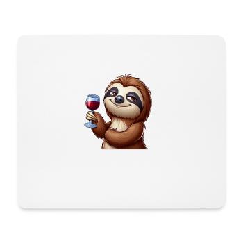 Faultier Party Wein Rotwein Weinliebhaber - Mousepad (Querformat) - Weiß - Vorne