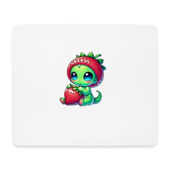 Alien excentrique avec chapeau de fraise Dessin animé mignon - Tapis de souris (format paysage) - blanc - Devant