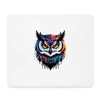 Eule coole bunte Federn cooler cooler Vogel - Mousepad (Querformat) - Weiß - Vorne