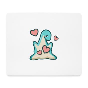 hugadino verliebter Dino, Herz, süßer Dinosaurier - Mousepad (Querformat) - Weiß - Vorne