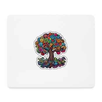 Bunter Lebensbaum Baum mit bunten Locken Abstrakt - Mousepad (Querformat) - Weiß - Vorne
