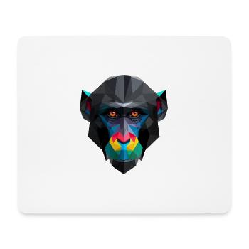 Farbiges Low-Poly Affenporträt - Mousepad (Querformat) - Weiß - Vorne