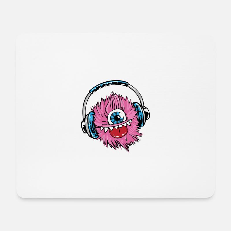 Monster,Kopfhörer,musik,singen - Mousepad (Querformat) - Weiß