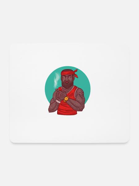 Swagman im sportlichen Stil mit Tattoos u. Golduhr - Mousepad (Querformat) - Weiß