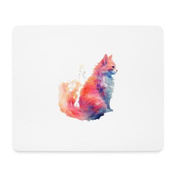 Rainbow Aqua Buntes Katzen-Design-Print-Shirt - Mousepad (Querformat) - Weiß - Vorne