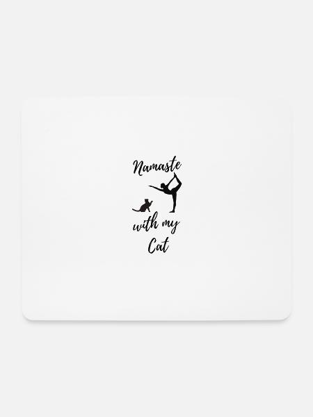 Namaste with my Cat - Mousepad (Querformat) - Weiß