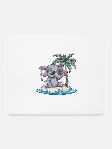 Elefant Insel Sommer Palme - Mousepad (Querformat) - Weiß