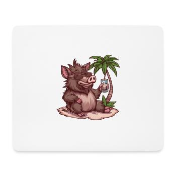 Pig Summer Wild Boar - Mouse Pad (horizontal) - white - Front