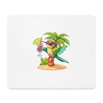 colibri oiseau plage d’été bande dessinée - Tapis de souris (format paysage) - blanc - Devant