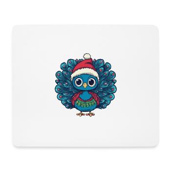 Bande dessinée de Noël Peacock Bird - Tapis de souris (format paysage) - blanc - Devant