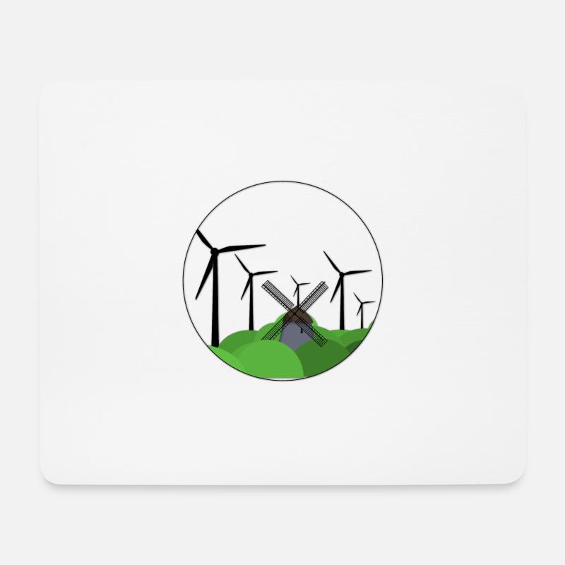 Windrad / Windmühle - Mousepad (Querformat) - Weiß