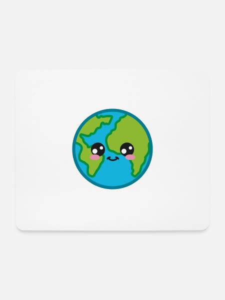 Welt Kawaii Süß - Mousepad (Querformat) - Weiß