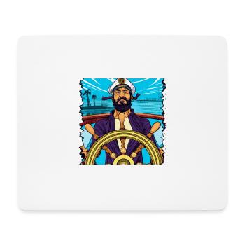 bearded sailor helm sailing ship pirate - Mouse Pad (horizontal) - white - Front