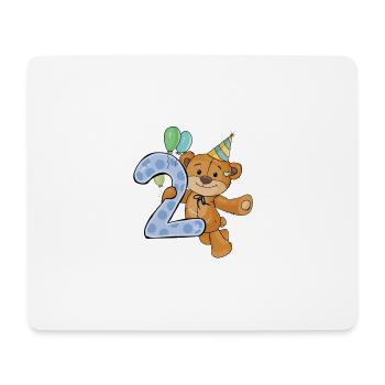 2 Jahre Teddy Bär Geburtstag - 2 Years Birthday - Mousepad (Querformat) - Weiß - Vorne